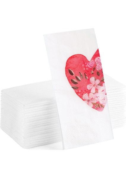 Kalp ve Çiçek Baskılı Sunum Peçetesi 20'li