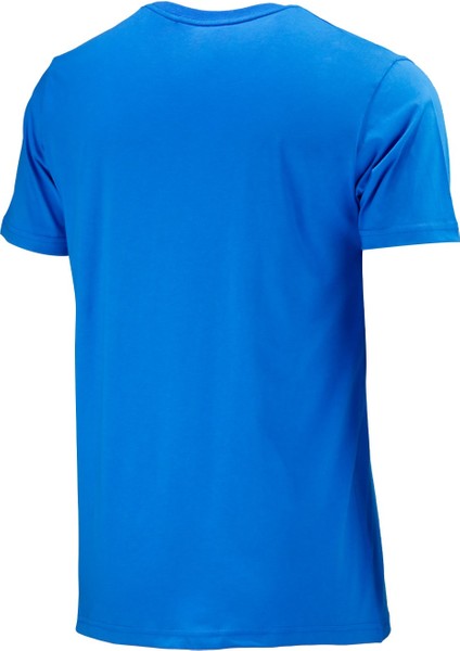 Erkek Bisiklet Yaka Standart Göğüs Baskılı Koyu Mavi T-Shirt