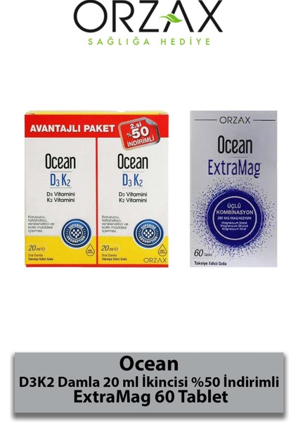 Ocean D3K2 Damla 20 ml + Ocean Extramag 60 Tablet