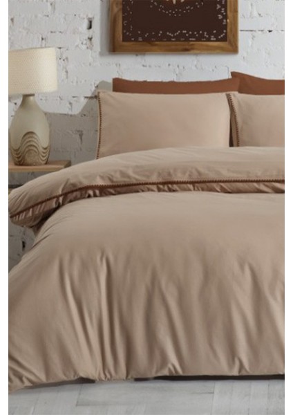 San Marino Bej Çift Kişilik Pamuk Nevresim Takımı
