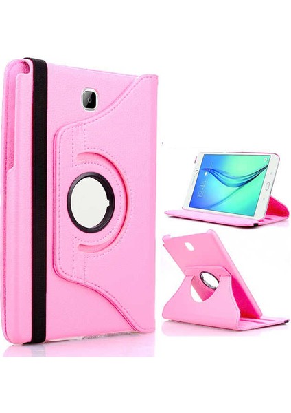 Samsung Galaxy Tab A 10.1 2016 P580 Kılıf Kapaklı Standlı 360 Dönerli Standlı Kapak Dn2 Pembe