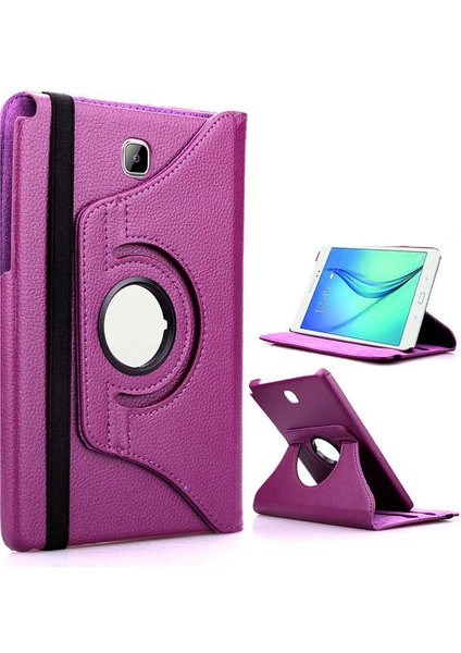 Samsung Galaxy Tab A T580 10.1 Kılıf Kapaklı Standlı 360 Dönerli Standlı Kapak Dn2 Mor