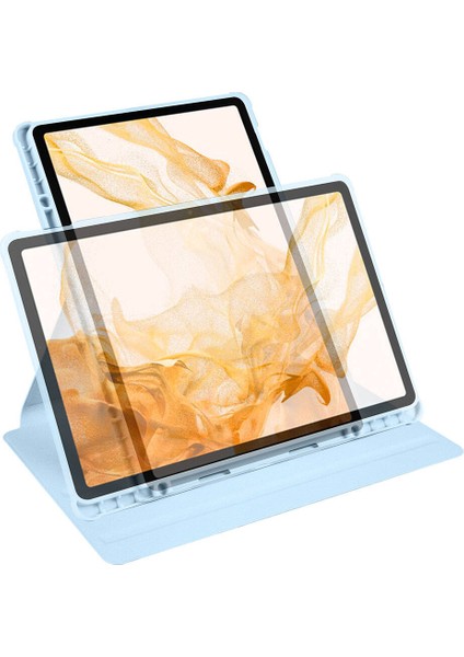 Samsung Galaxy Tab S8 Plus X800 Kılıf Termik Dönerli Standlı Arkası Buzlu Kapak