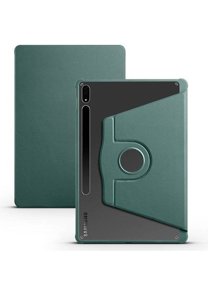 Samsung Galaxy Tab S7 Plus Kılıf Termik Dönerli Standlı Arkası Buzlu Kapak