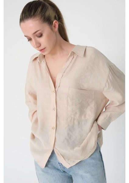Kadın Taş Omuzu Düşük Oversize Gömlek
