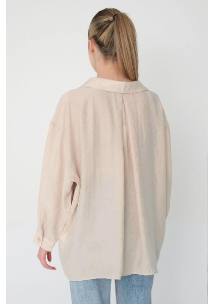 Kadın Taş Omuzu Düşük Oversize Gömlek