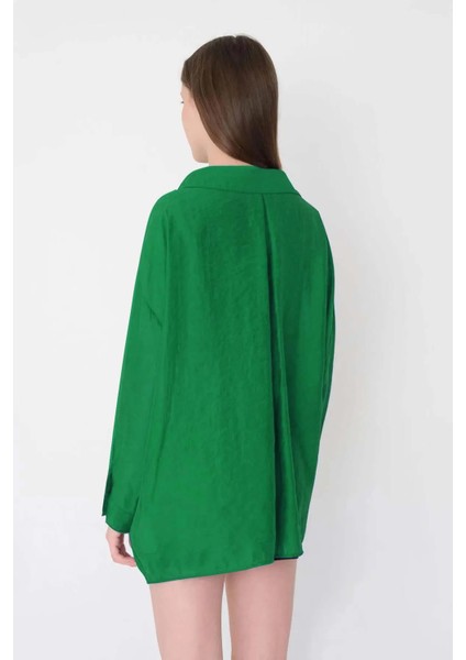 Kadın Benetton Yeşil Omuzu Düşük Oversize Gömlek fırsatları