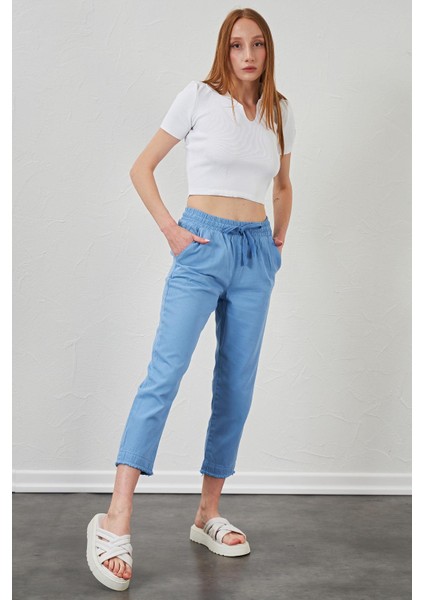 Kadın Mavi Paça Pis Dikişli Gabardin Pantolon fiyatları