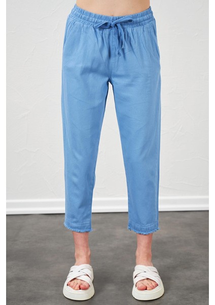 Kadın Mavi Paça Pis Dikişli Gabardin Pantolon fırsatları