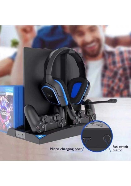 Standı Soğutucu Fanlı, DVD Koyma Bölmeli, Playstation 4 Şarj Istasyonu ve Kulaklık Standı