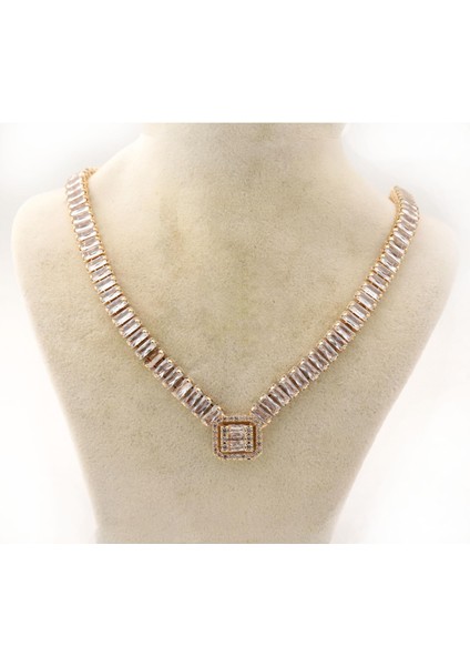 Paslanmaz Çelik Taşlı Baget Kadın Kolye modelleri