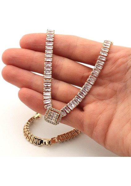 Paslanmaz Çelik Taşlı Baget Kadın Kolye indirimleri