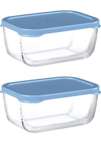 Paşabahçe Snowbox Mavi Kapaklı Cam Saklama Kabı 2'li 53733