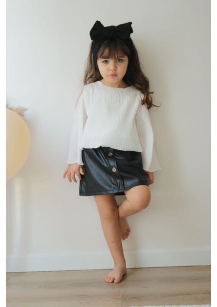 Kız Çocuk Piliseli Deri Etekli Ikili Takım fiyatları