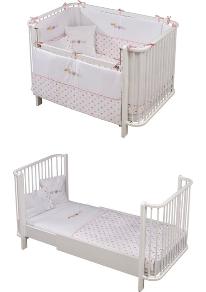 Meltem Smart Bambino Büyüyen Beşik 80X130 cm Karyola 80X180 cm (Beyaz-Pembe)