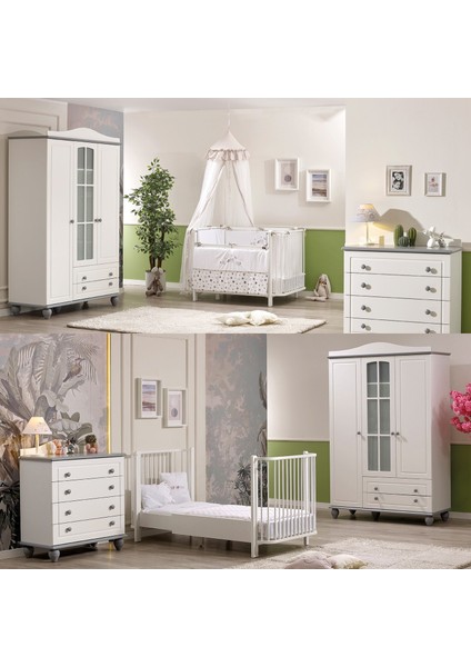 Meltem Smart Bambino Büyüyen Beşik 80X130 cm Karyola 80X180 cm (Beyaz-Pembe)