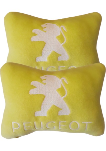 Peugeot Beyaz Nakışlı Sarı Polar Araç & Oto Koltuk Seyahat Boyun Yastığı / Kırmızı Oto Ayna Askısı modelleri
