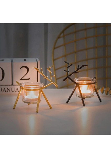 Altın Tarzı Demir Sanat Elk Mumluk Şamdan Ev Noel Için Mutlu Yeni Yıl Hediyeleri Nordic Masa Mum Standı Ristmas Masa Dekor (Yurt Dışından) fiyatları