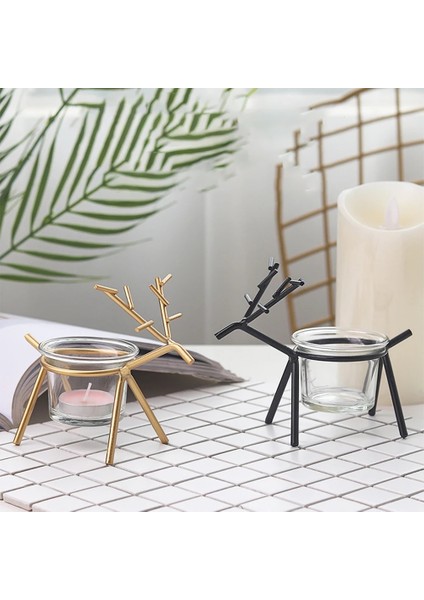 Altın Tarzı Demir Sanat Elk Mumluk Şamdan Ev Noel Için Mutlu Yeni Yıl Hediyeleri Nordic Masa Mum Standı Ristmas Masa Dekor (Yurt Dışından) modelleri