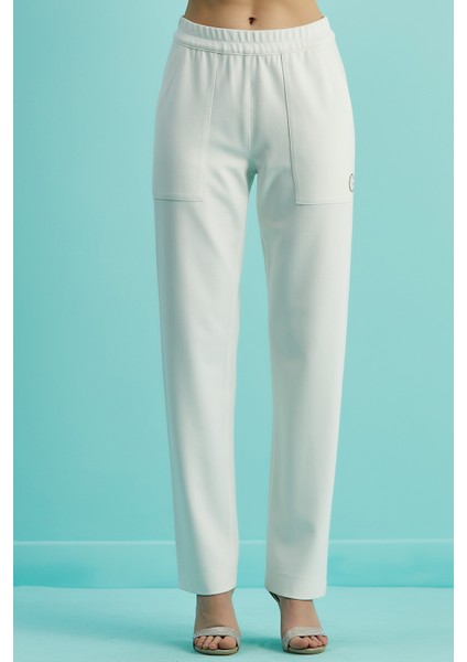 Düz Paça Ekru Örme Pantolon fırsatları