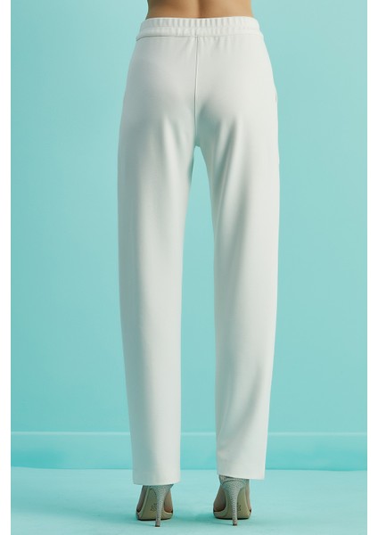 Düz Paça Ekru Örme Pantolon indirimleri