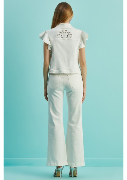 Geniş Paça Ekru Pamuklu Pantolon fiyatları
