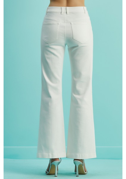 Geniş Paça Ekru Pamuklu Pantolon fırsatları