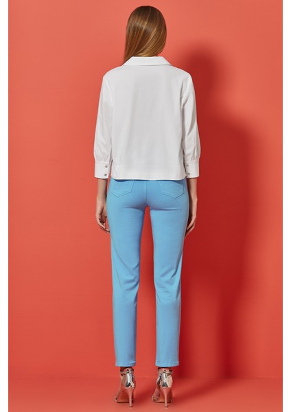 Dar Paça Mavi Pamuklu Pantolon fiyatları