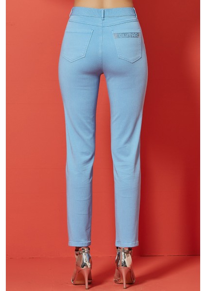 Dar Paça Mavi Pamuklu Pantolon fırsatları