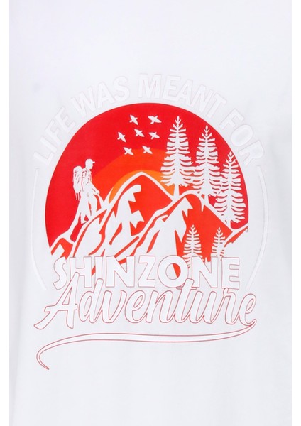 Erkek Bisiklet Yaka Standart Göğüs Baskılı Beyaz T-Shirt fiyatları