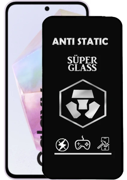 Caseart Samsung Galaxy A35 ile Uyumlu Tam Kaplayan Anti Statik Çizilmez Safir Ekran Koruyucu Cam