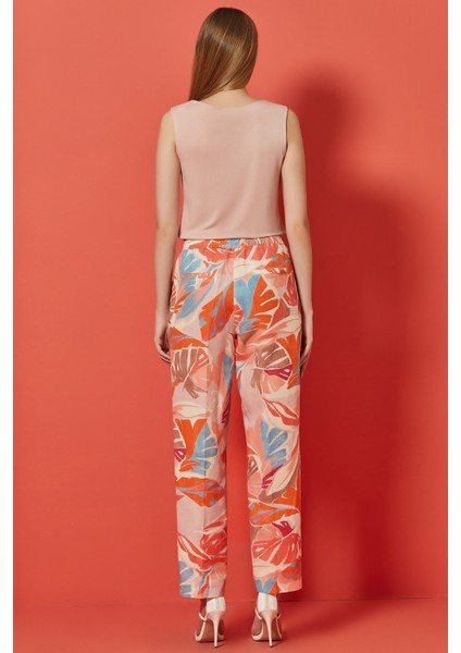 Düz Paça Çok Renkli Keten Pantolon fiyatları