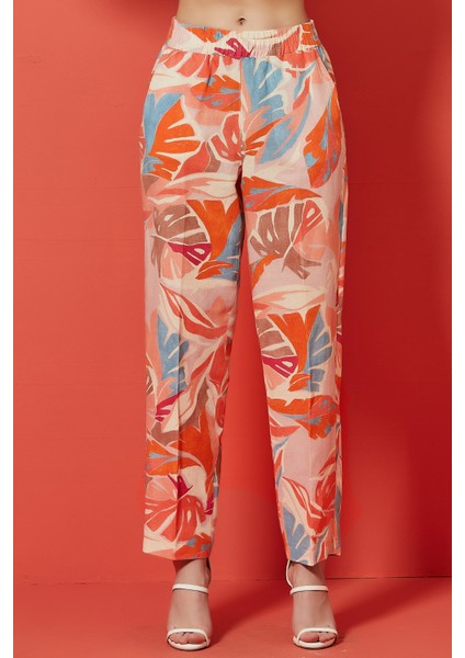 Düz Paça Çok Renkli Keten Pantolon modelleri