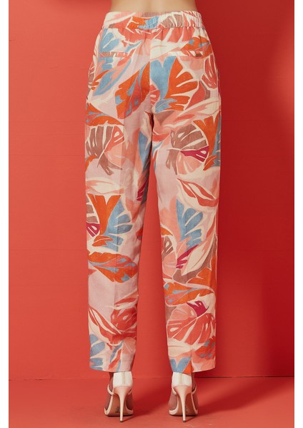 Düz Paça Çok Renkli Keten Pantolon fırsatları