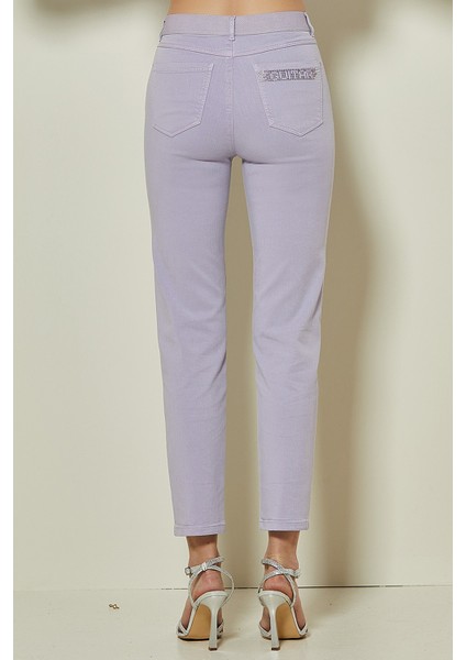 Dar Paça Lila Pamuklu Pantolon fırsatları