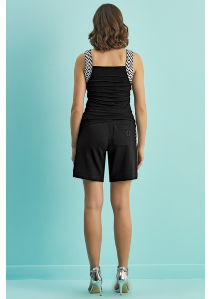 Beli Lastikli Siyah Örme Şort fiyatları