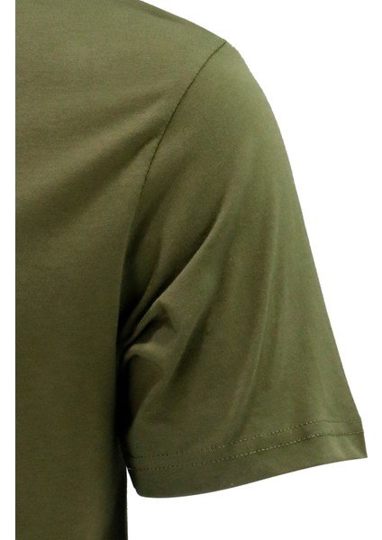 Erkek Bisiklet Yaka Standart Göğüs Baskılı Haki T-Shirt modelleri