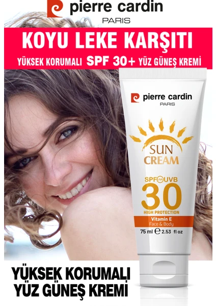 Pierre Cardin Spf 30 Leke Karşıtı Yüksek Koruyucu Yüz Güneş Kremi 75 ml Normal ve Kuru Ciltler Için