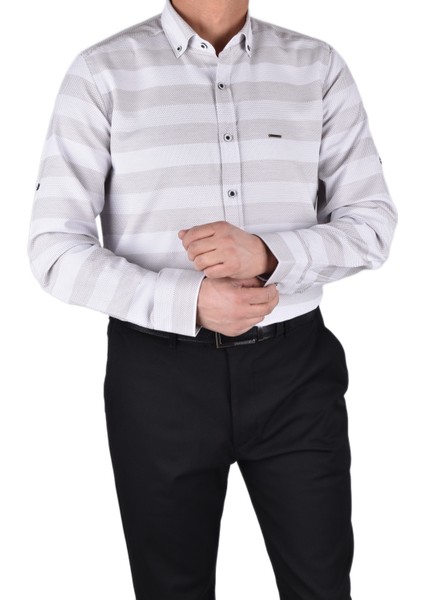 Twn-16 Slimfit Desenli Gömlek /bej/s modelleri