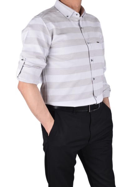 Twn-16 Slimfit Desenli Gömlek /bej/s indirimleri