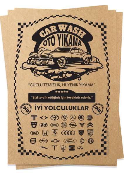 Kraft 120GR 50 Adet Oto Dikey Paspas Kağıdı - 35X50CM - Kalın Kağıt Baskılı