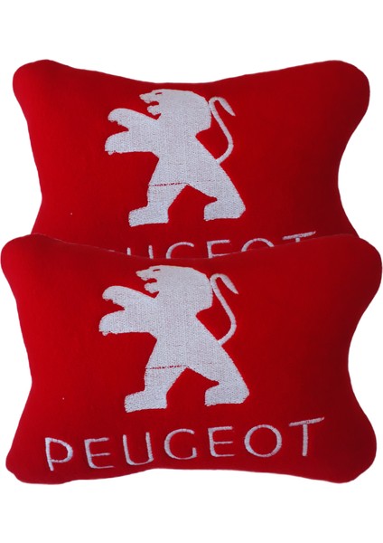 Peugeot Beyaz Nakışlı Kırmızı Polar Araç & Oto Koltuk Seyahat Boyun Yastığı / Sarı Oto Ayna Askısı modelleri
