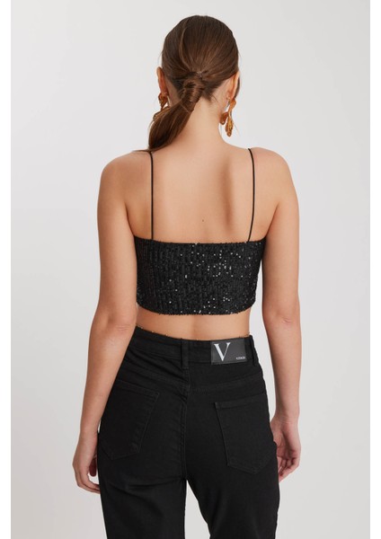 Ip Askılı Pullu Crop Bluz indirimleri