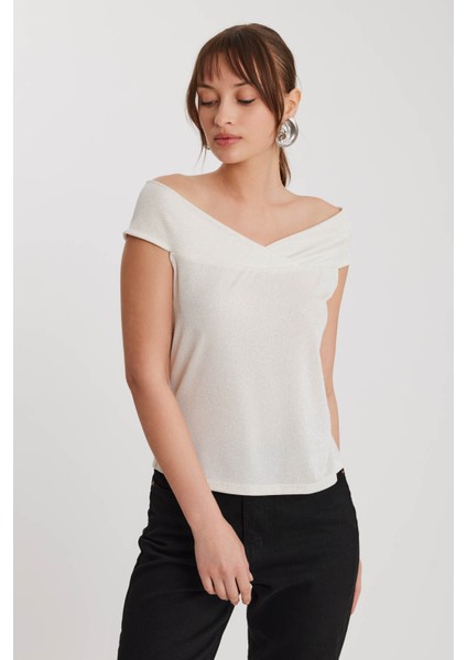 Kayık Yaka Simli Bluz modelleri