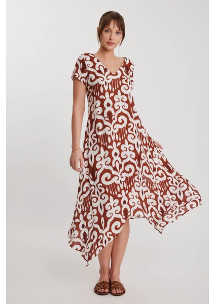 Etnik Desen Asimetrik Kesim Elbise fiyatları