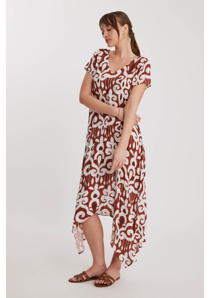 Etnik Desen Asimetrik Kesim Elbise modelleri