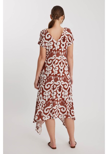 Etnik Desen Asimetrik Kesim Elbise indirimleri