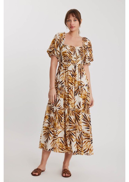 Gipeli Balon Kol Desenli Uzun Elbise fiyatları