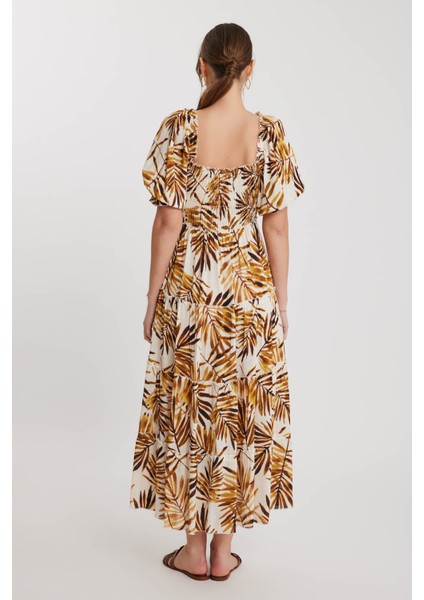 Gipeli Balon Kol Desenli Uzun Elbise indirimleri