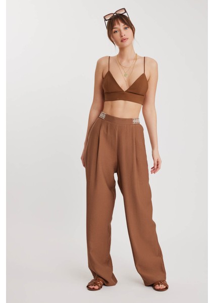 Beli Etnik Desenli Pileli Pantolon